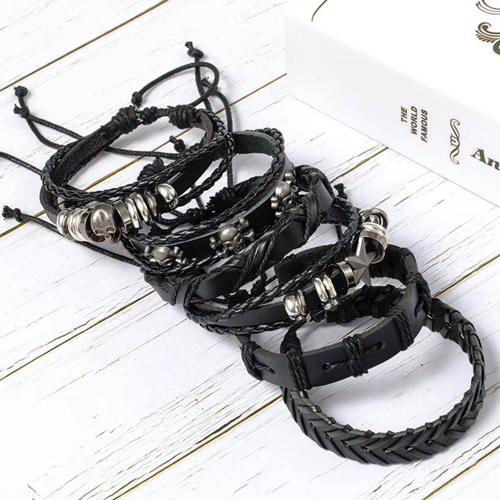 Skull Star Punk Rock Bracelet Set