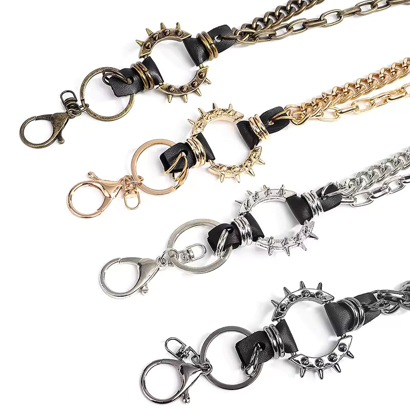 Gold Spiked O-Ring Wallet Chain