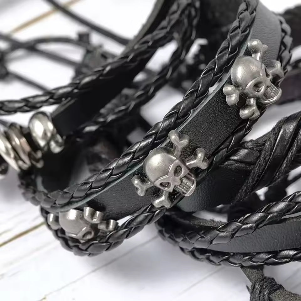 Skull Star Punk Rock Bracelet Set