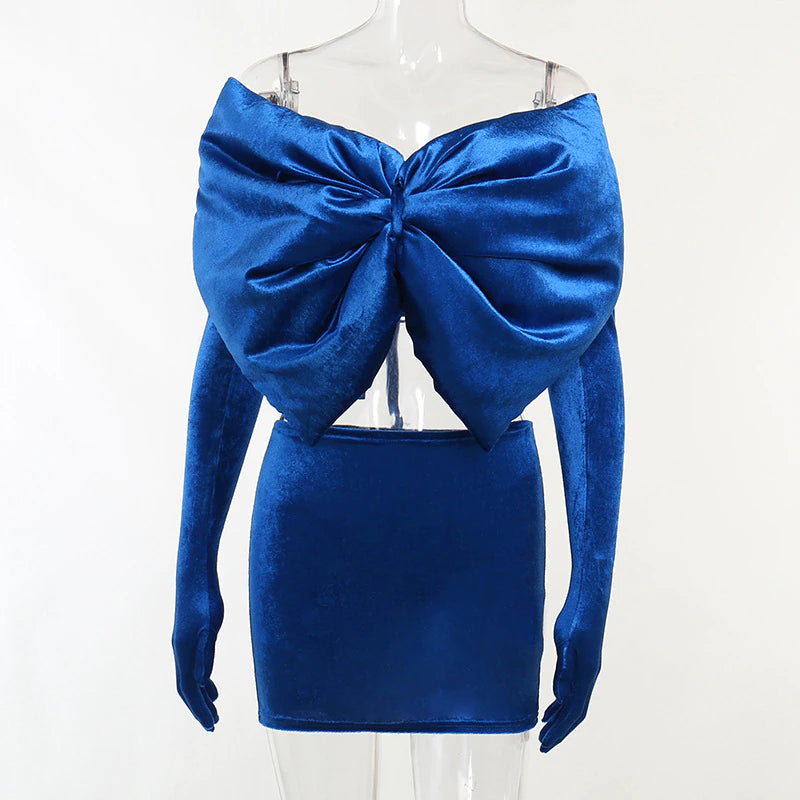 Bow Mini Skirt Party Dress