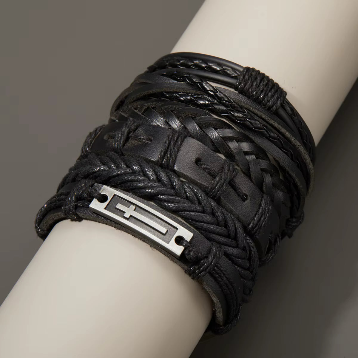 Cross Black Bracelet Set