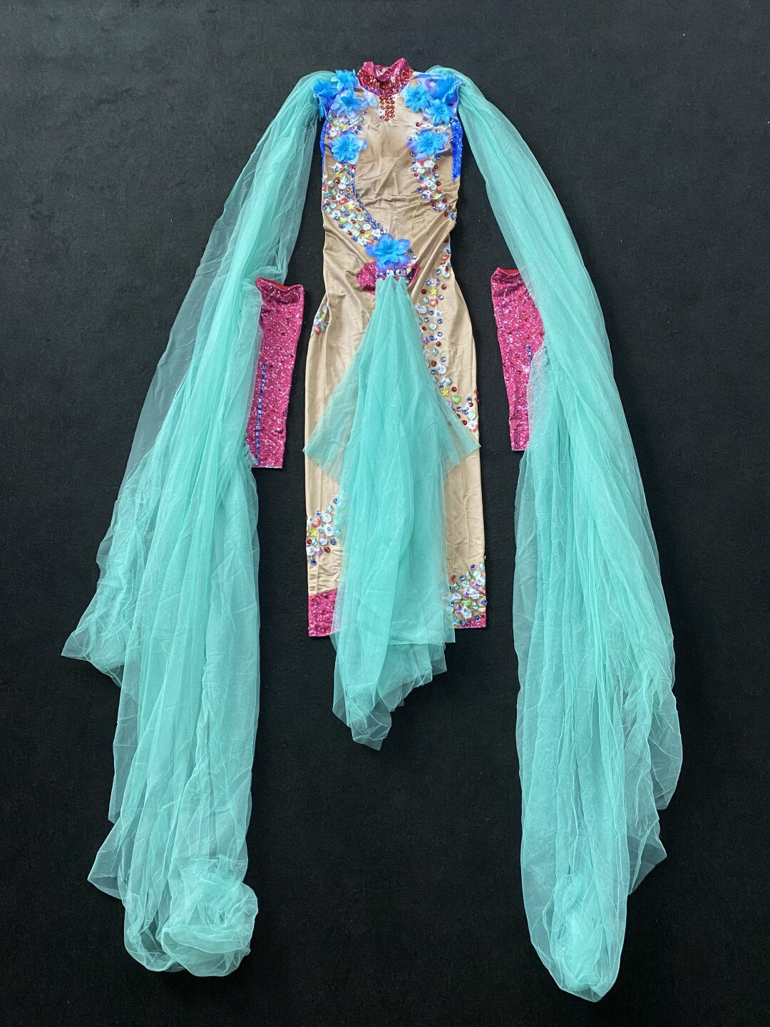 Mermaid Sheer Blue Flower Jumpsuit