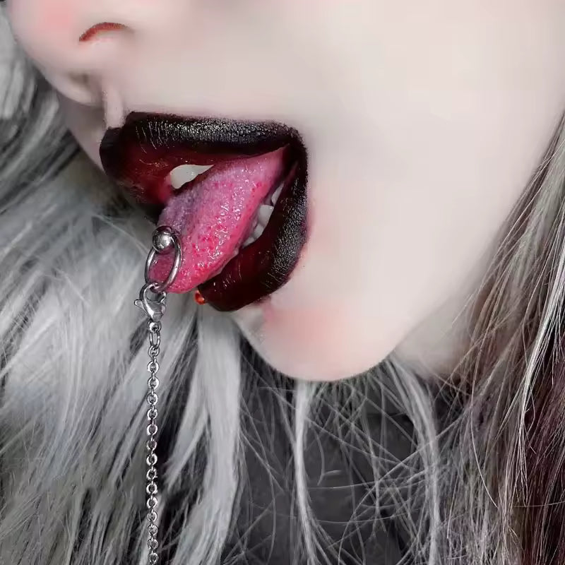 Lip Horseshoe Tongue Ring Chain