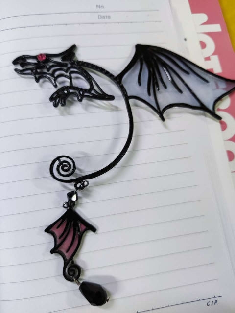Black Gothic Dragon Ear Cuff