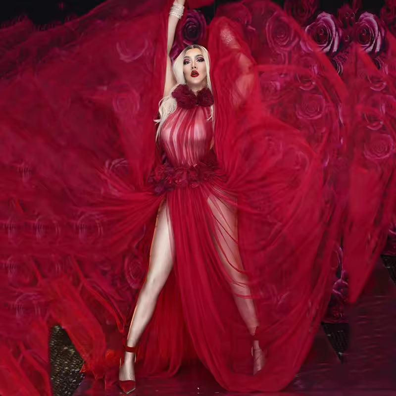 Red Sheer Sex Siren Drag Queen Costume