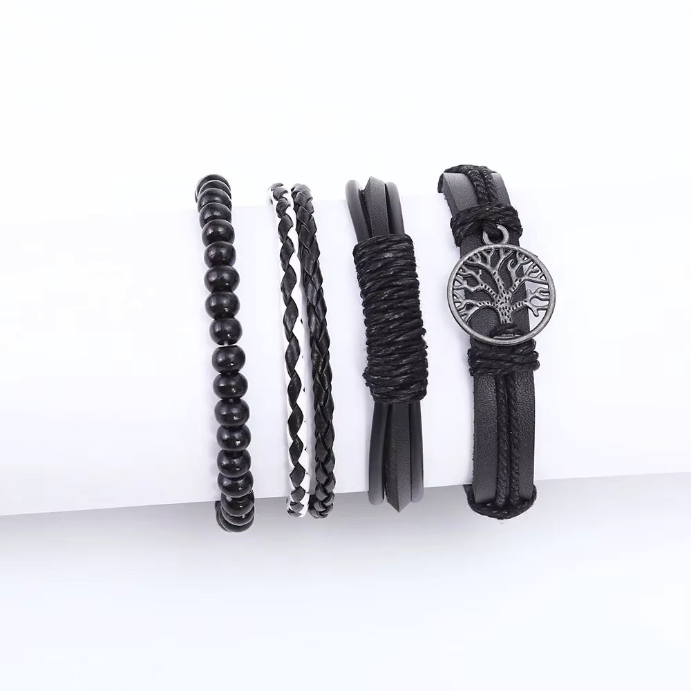 Tree Leather Bracelet Set