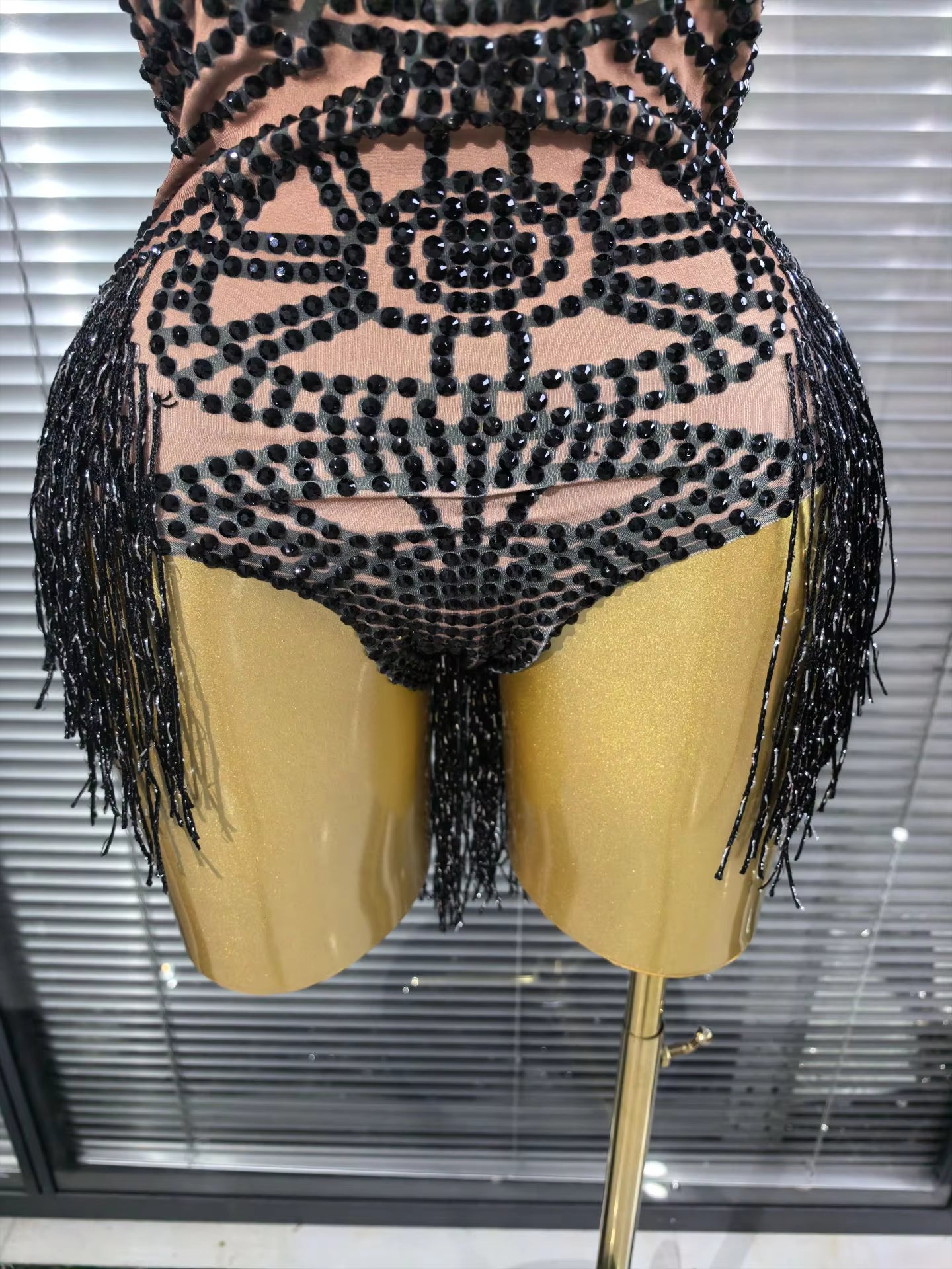 Black Fringe Sequince Drag Queen Lyrical Costume