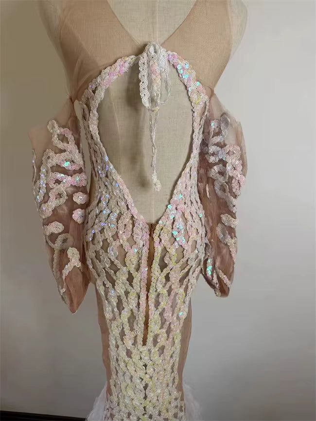 White Sequence Dress
