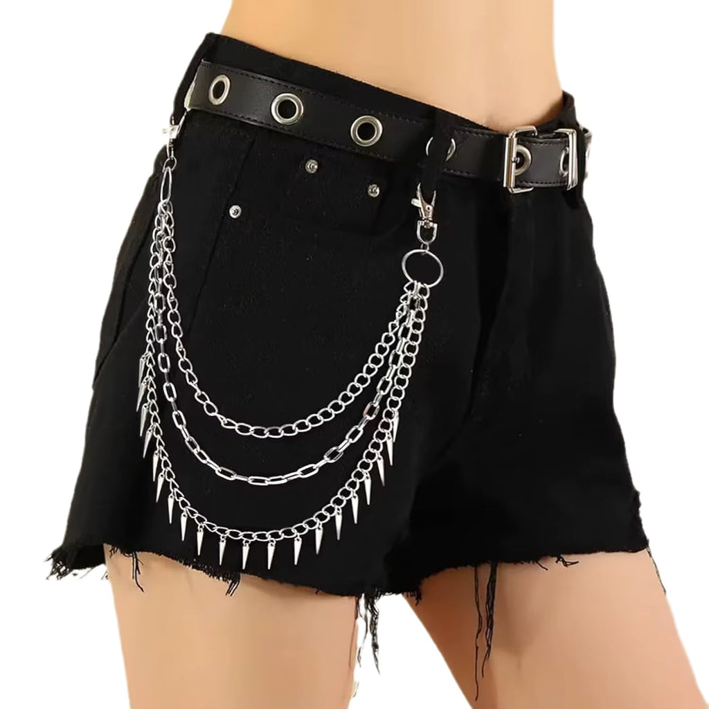 Spike Layered Goth Pants Chain