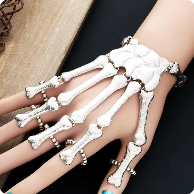 Skeleton Emo Silver Glove Rings 1 PC