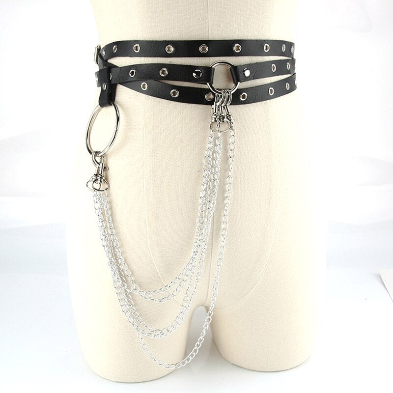 Black O-Ring Chain Belt