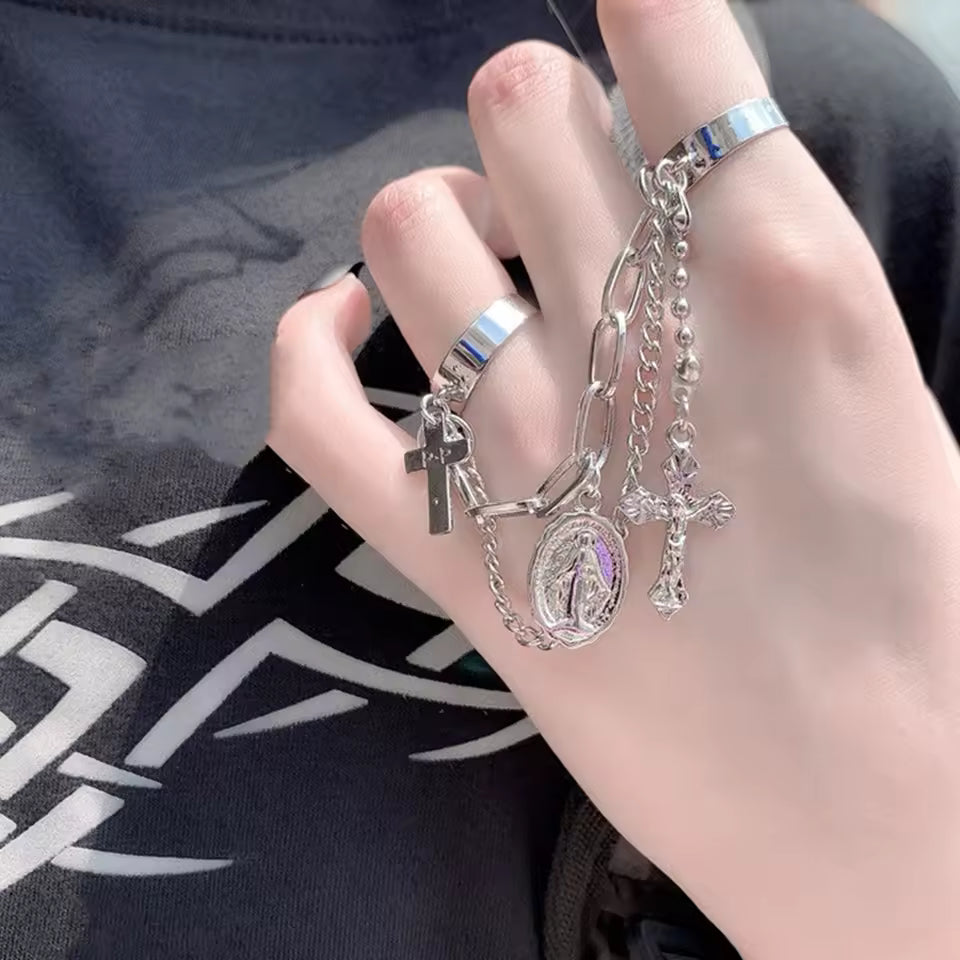 Cross Chain Rosary Ring