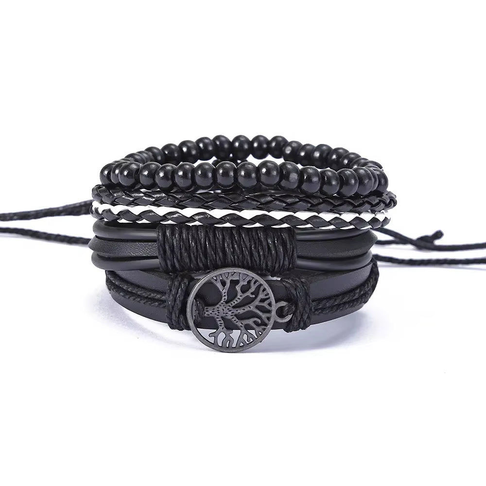 Tree Leather Bracelet Set