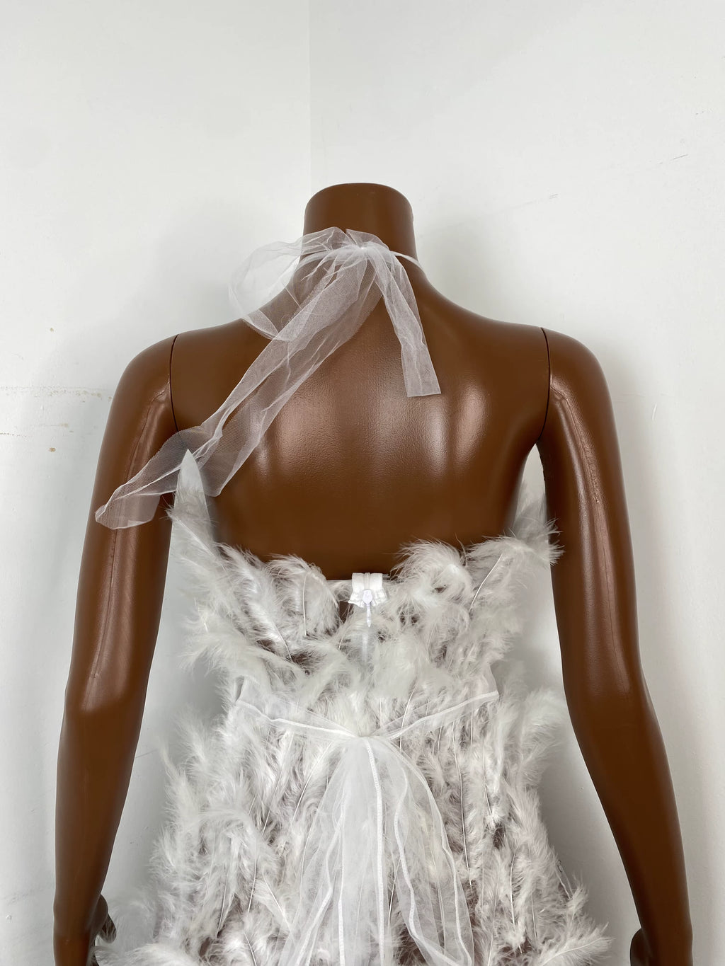 Drag Queen White Feather Dress