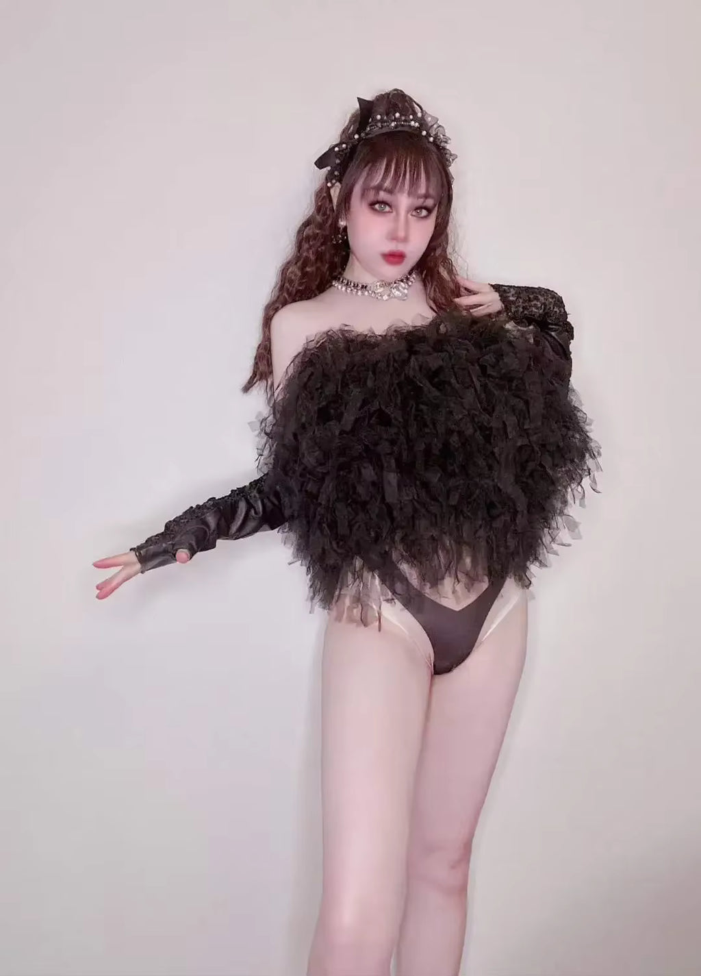 Black Shaggy Drag Queen Dance Costume