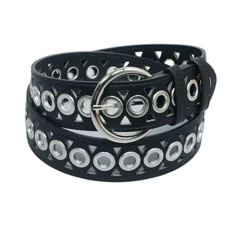 Grommet Black Long Belt