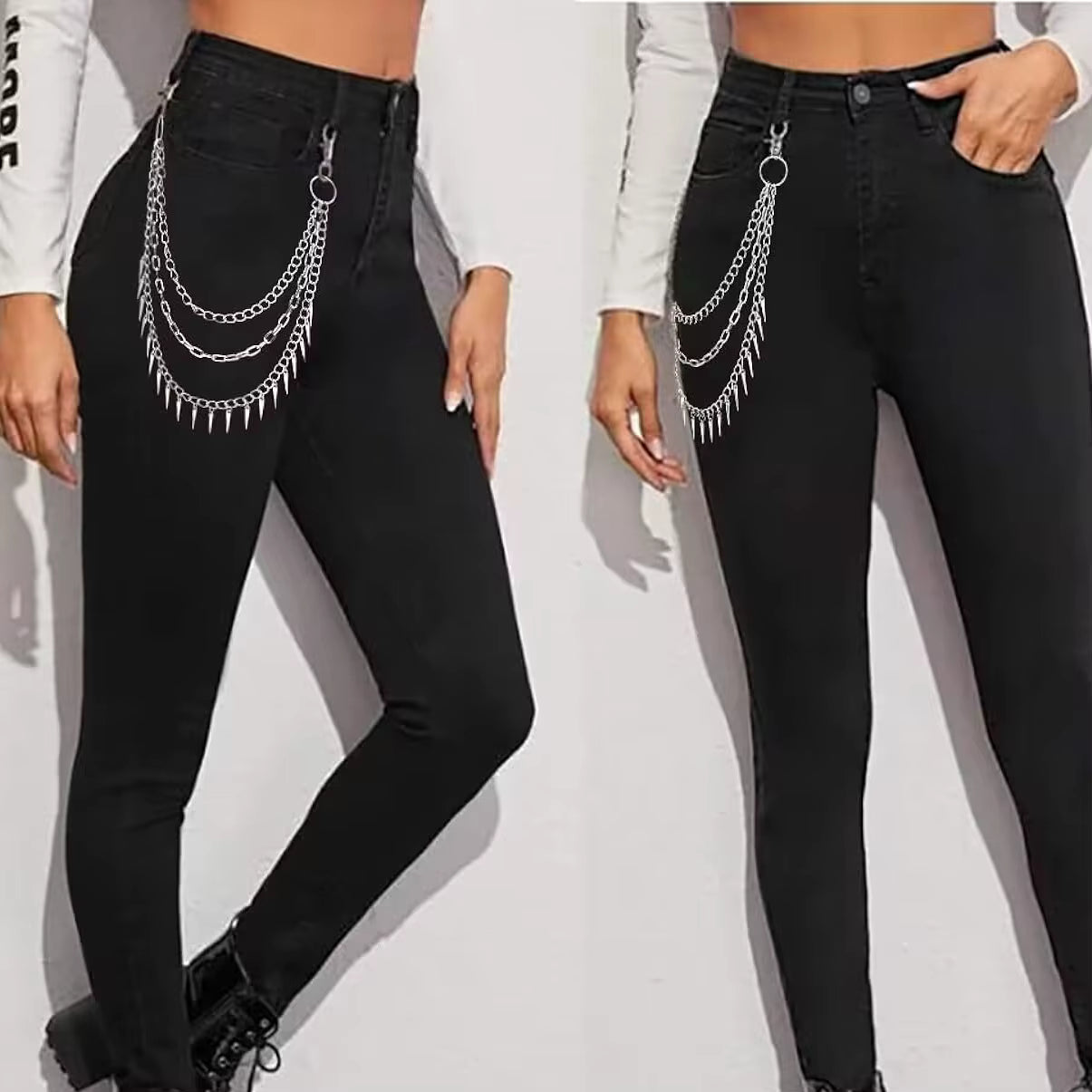 Spike Layered Goth Pants Chain