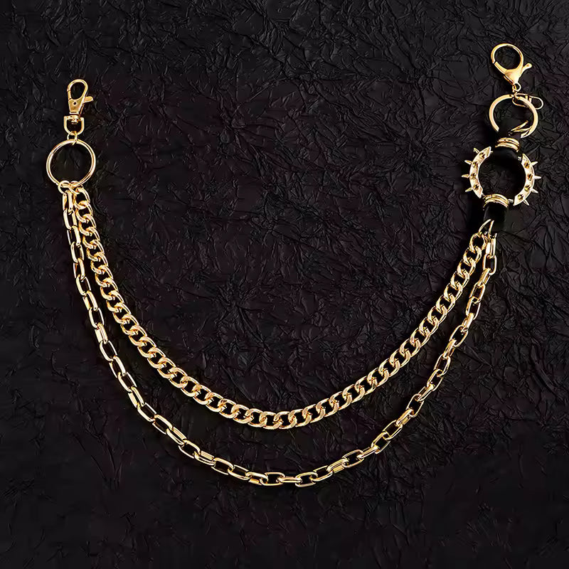 Gold Spiked O-Ring Wallet Chain