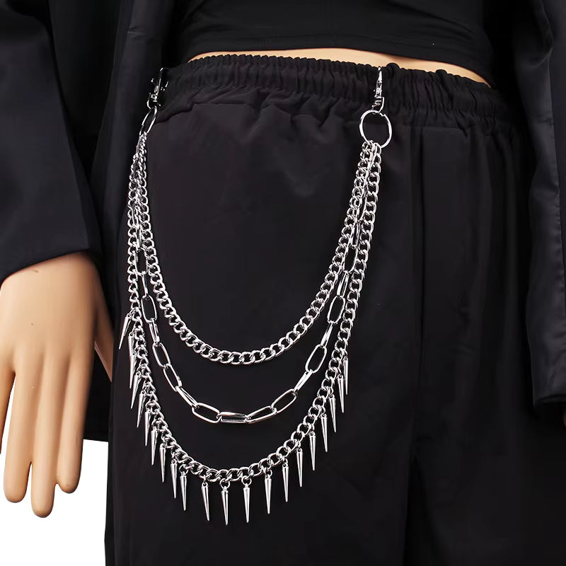 Spike Layered Goth Pants Chain