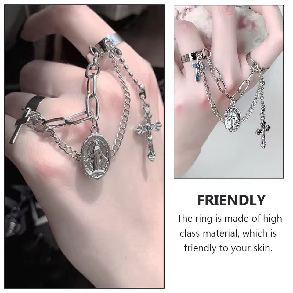 Cross Chain Rosary Ring