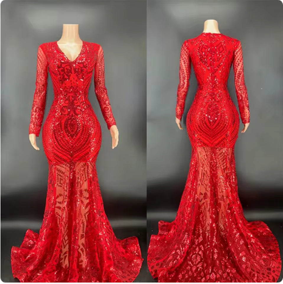Red Sequence Gown