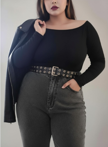 Black Grommet Belt With Chain