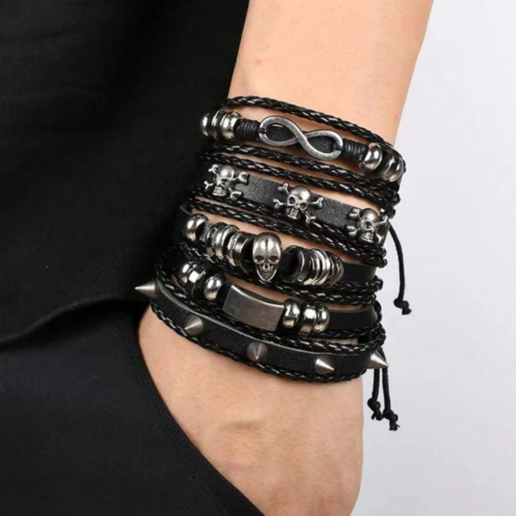 Spiked Punk Bracelet Set