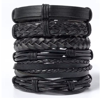 Black Woven Bracelet Set