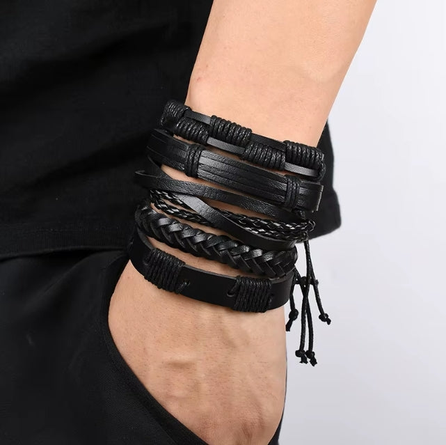 Black Woven Bracelet Set