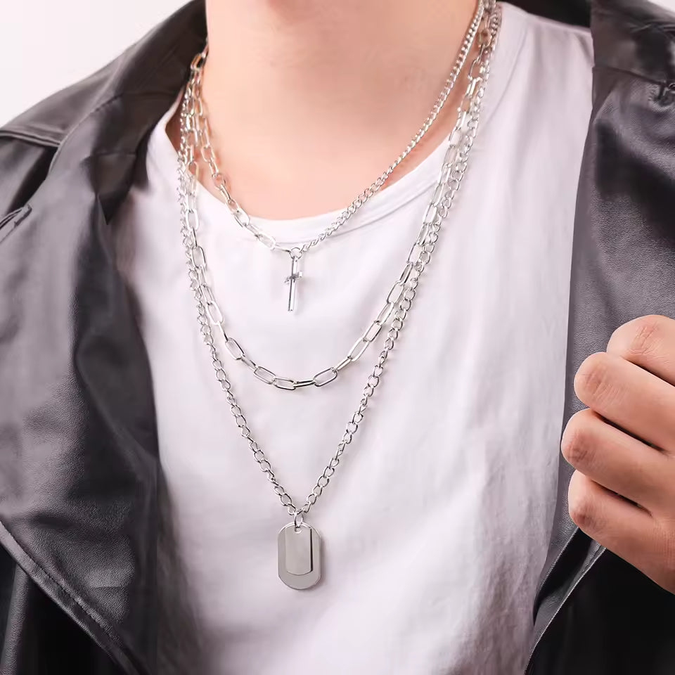 Cross 3Pcs Layer Necklace
