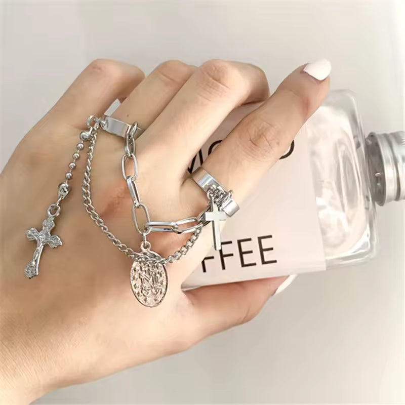 Cross Chain Rosary Ring