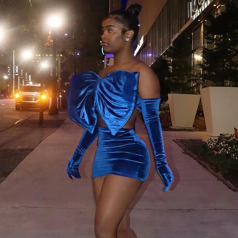 Bow Mini Skirt Party Dress