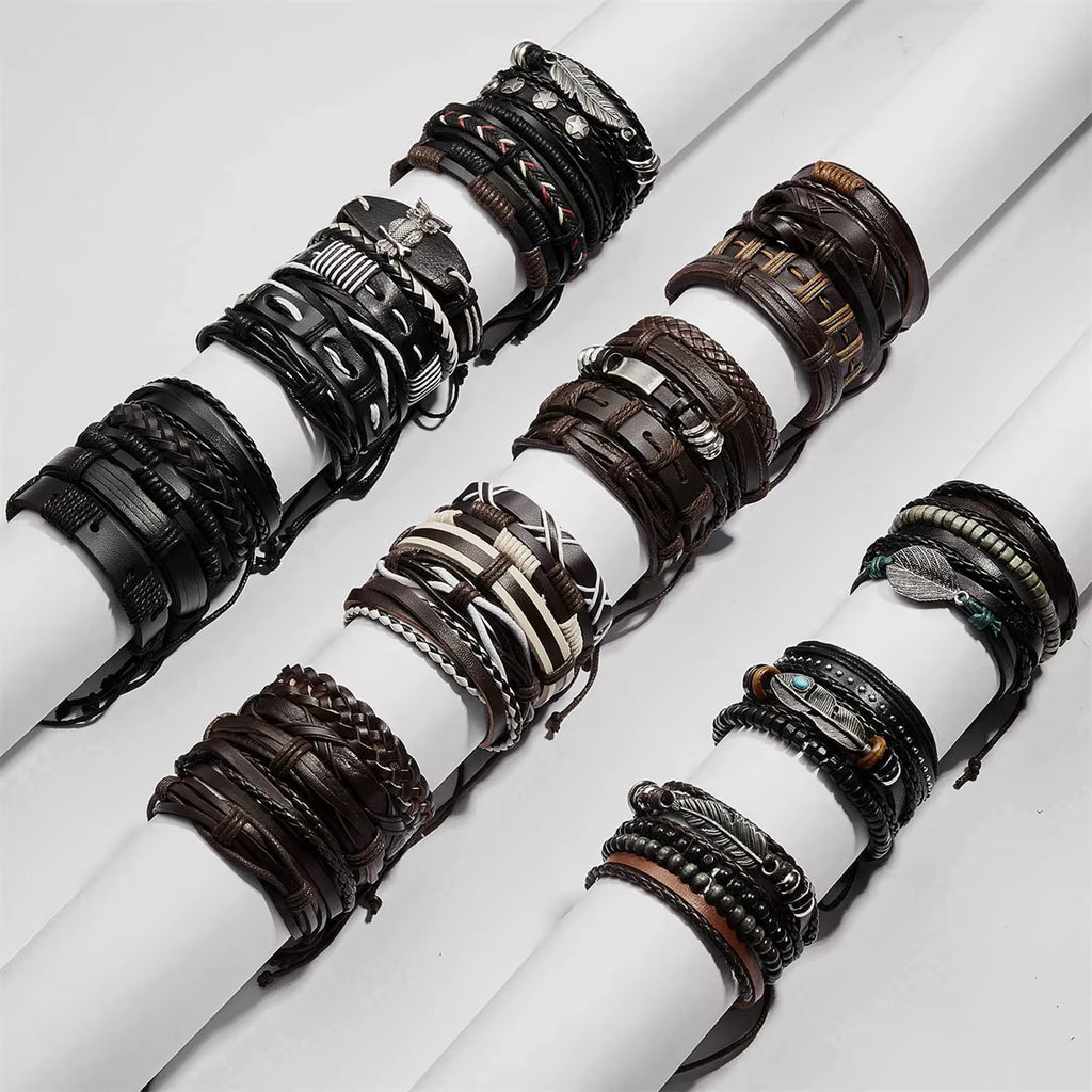 Black Woven Bracelet 6pc Set