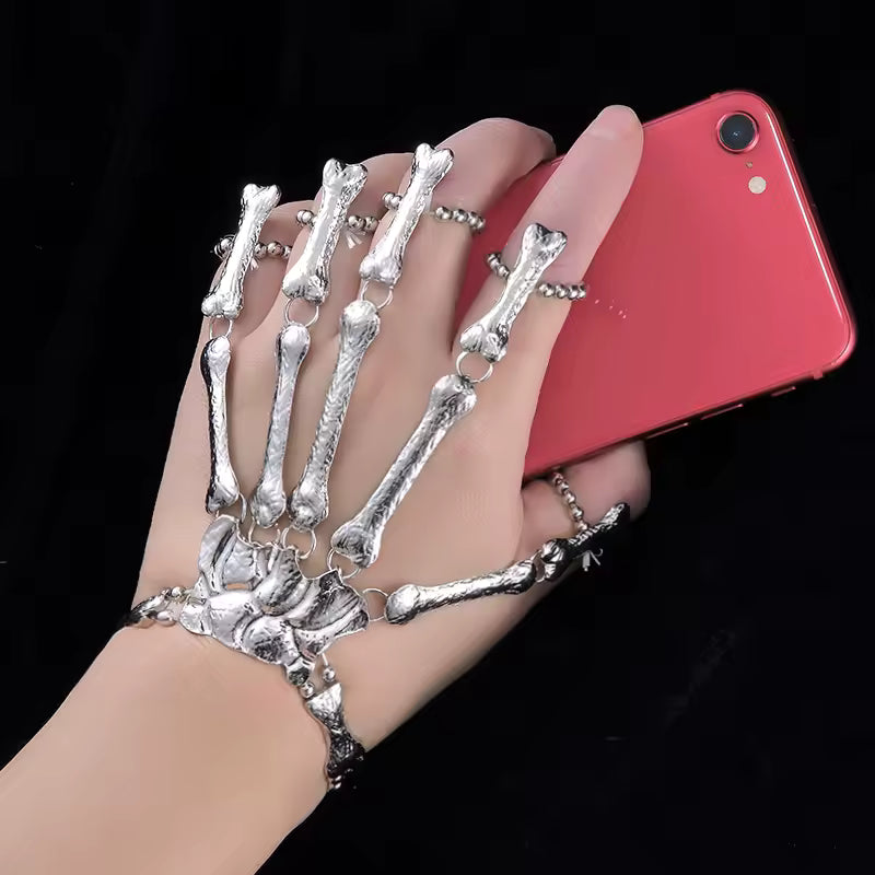 Skeleton Emo Silver Glove Rings 1 PC