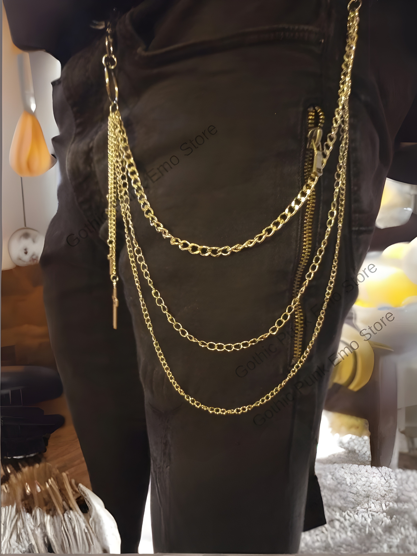 Cross O Ring 3-Layered Pants Chain: Punk Goth Biker Style