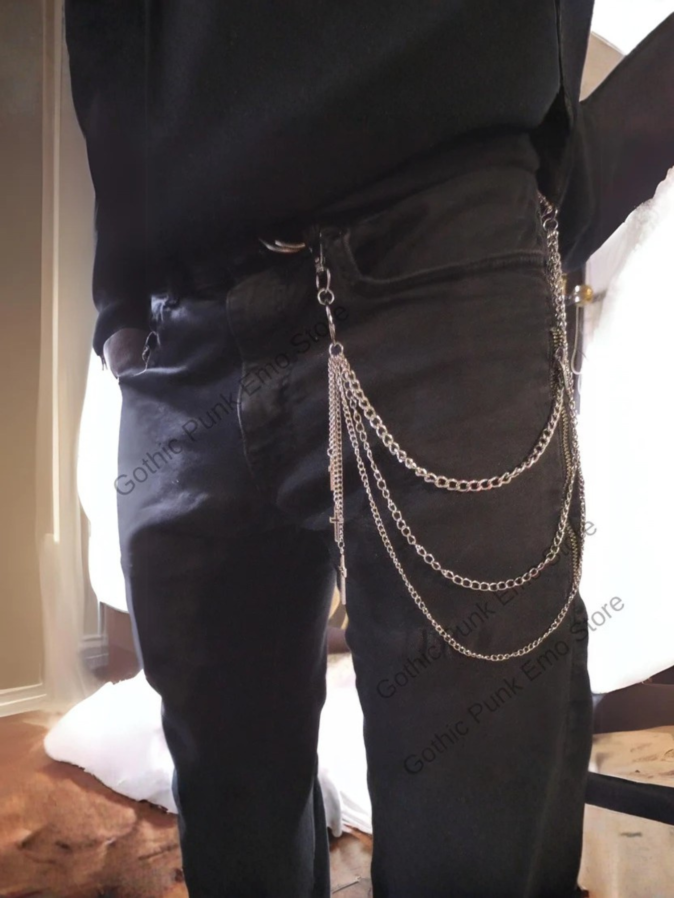 Cross O Ring 3-Layered Pants Chain: Punk Goth Biker Style