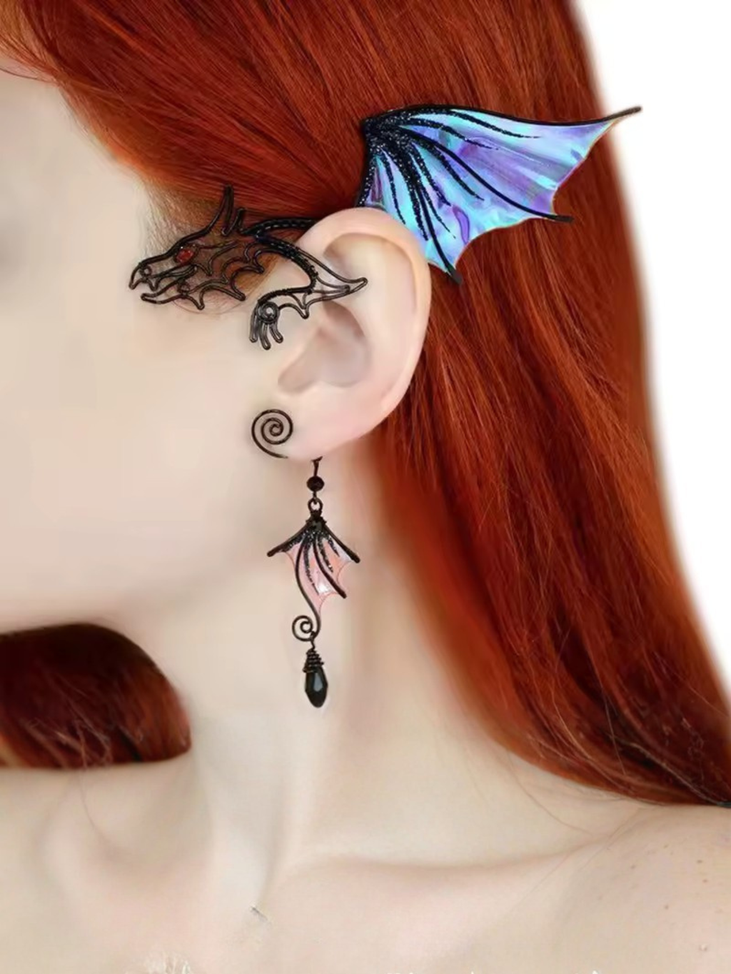 Black Gothic Dragon Ear Cuff