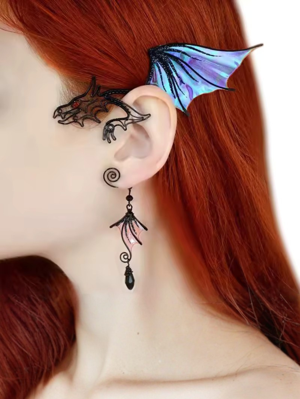 Black Gothic Dragon Ear Cuff
