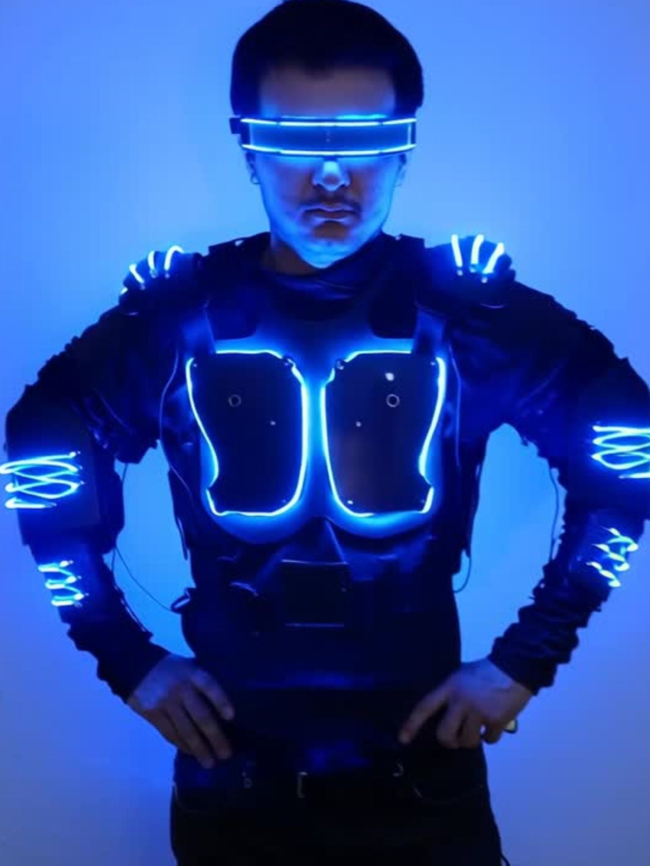 Men Led Light Motorcycle Costume