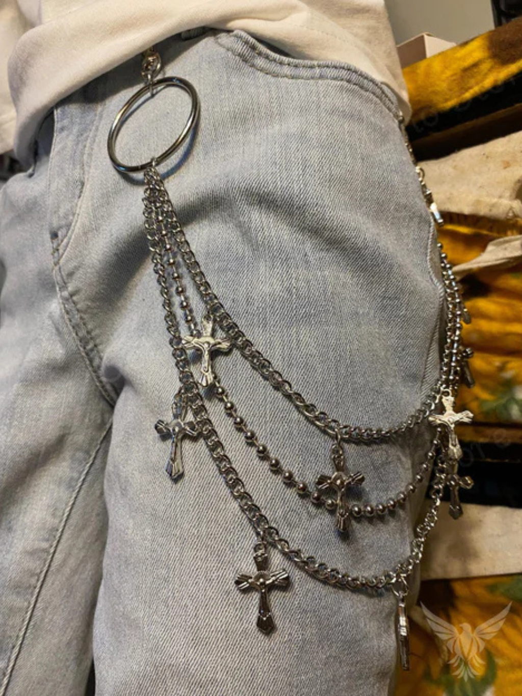 Cross O-Ring Layered Pants Chain