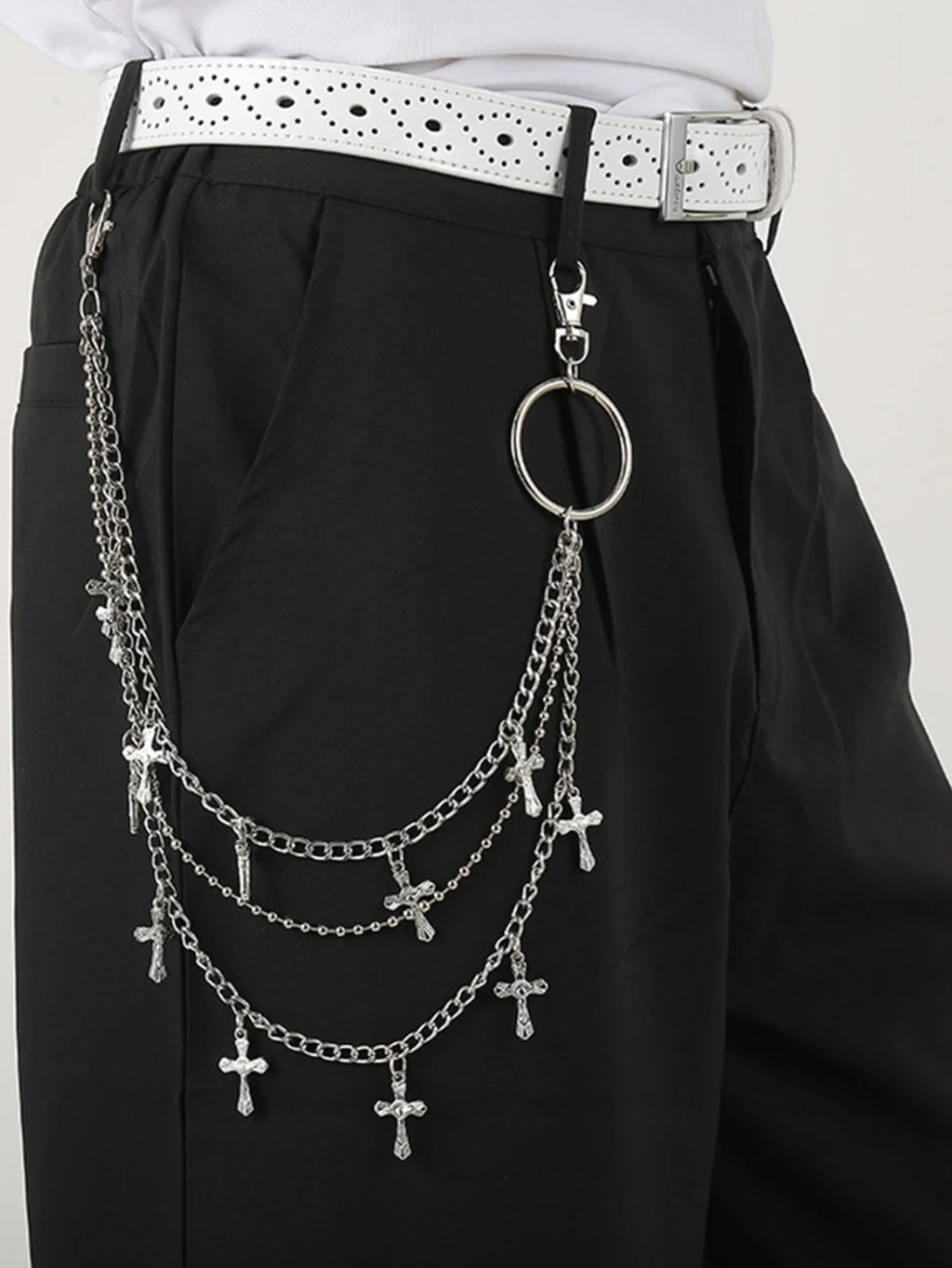 Cross O-Ring Layered Pants Chain