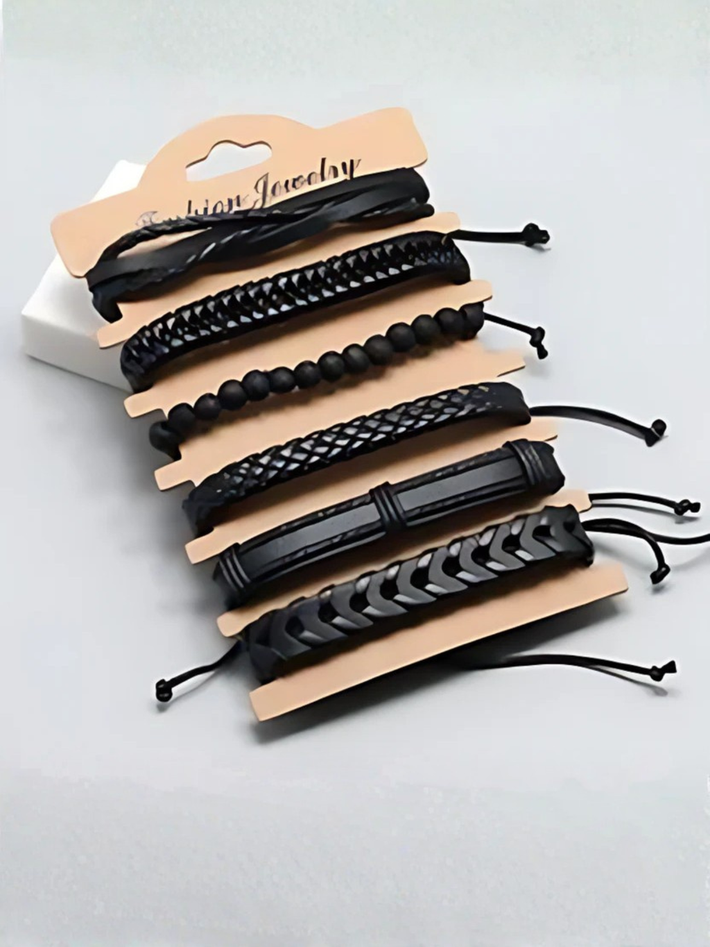 Black Woven Bracelet Set