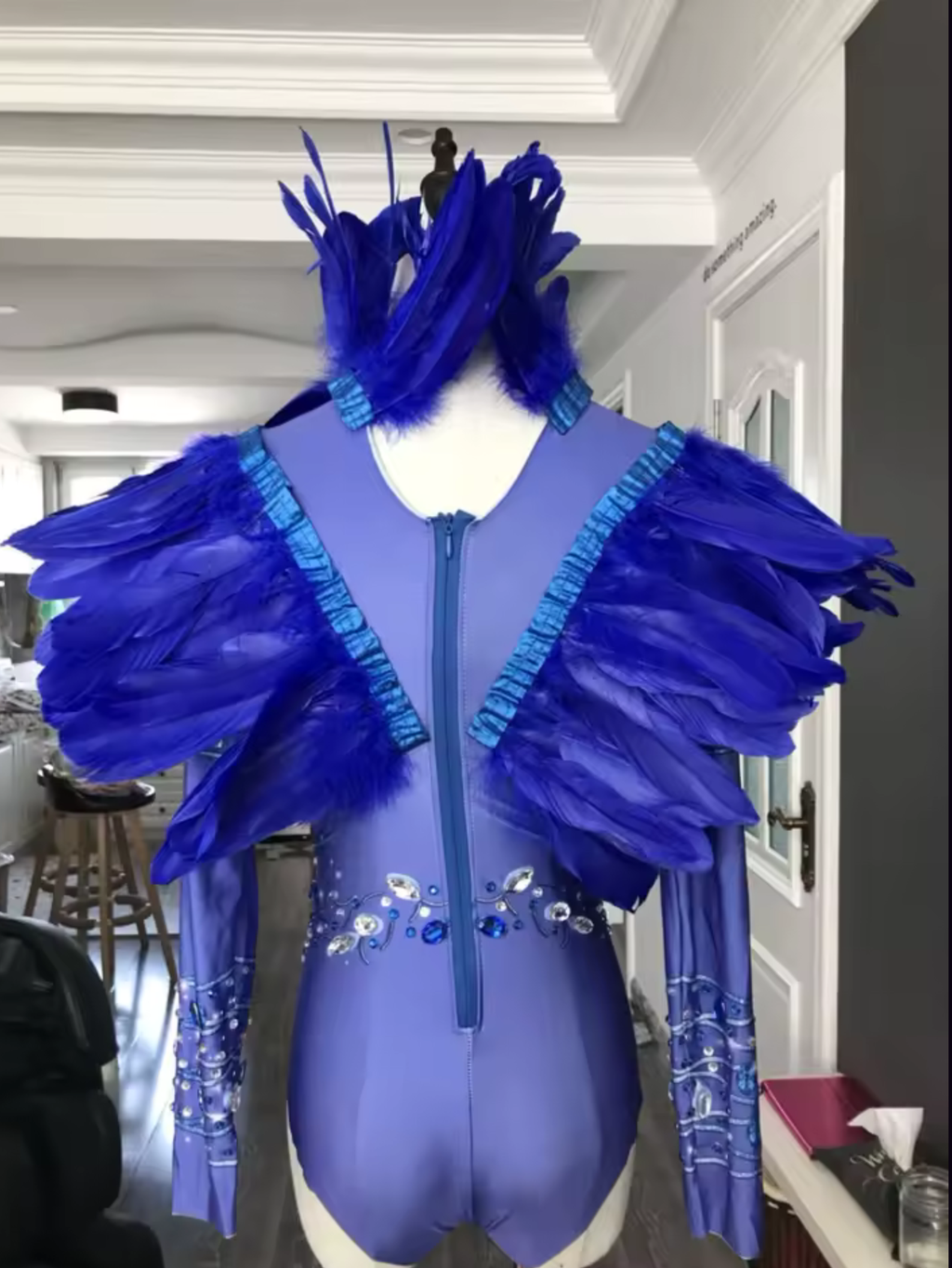 Blue Feather Diamond Monokini Costume