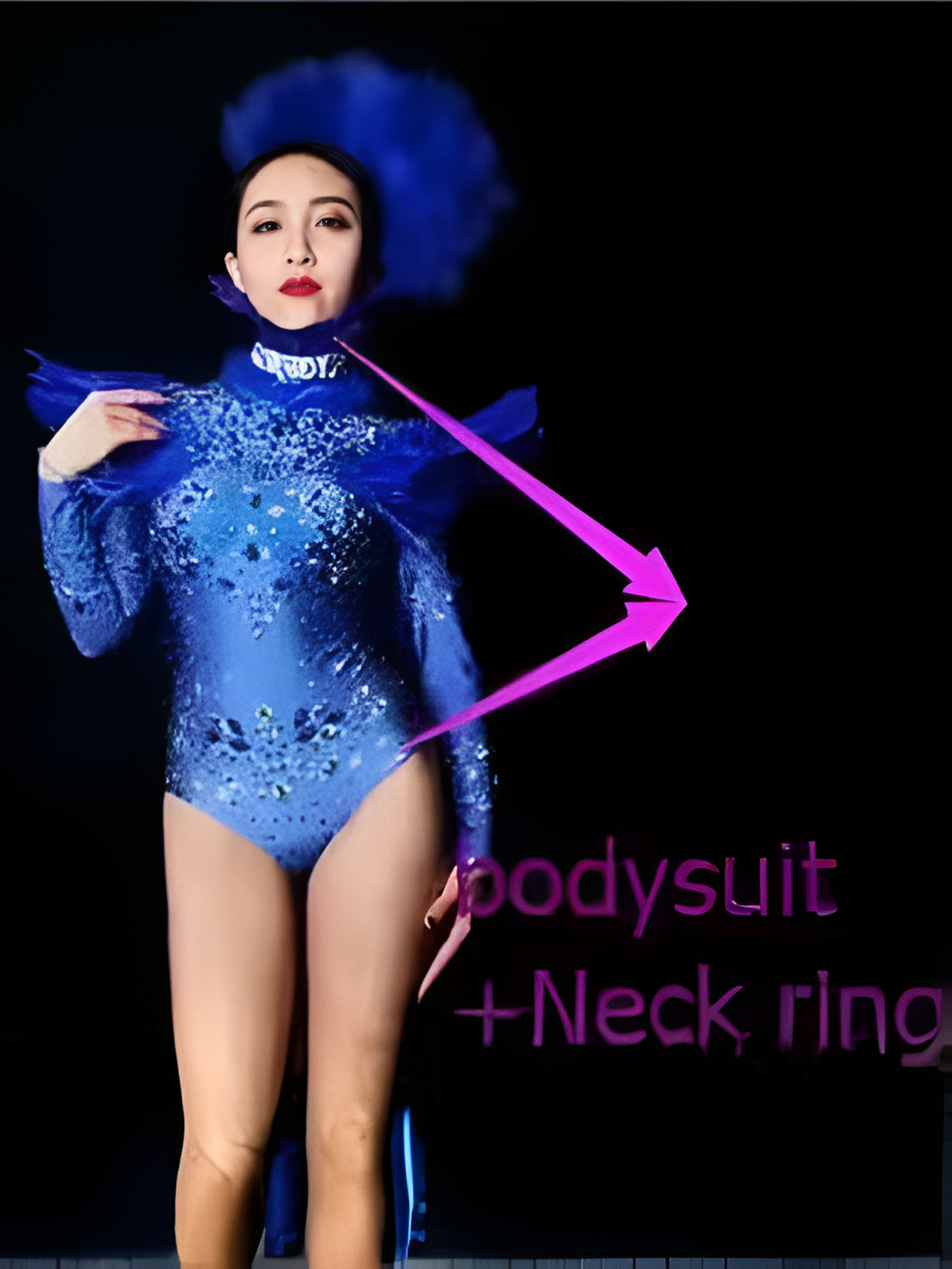 Blue Feather Diamond Monokini Costume