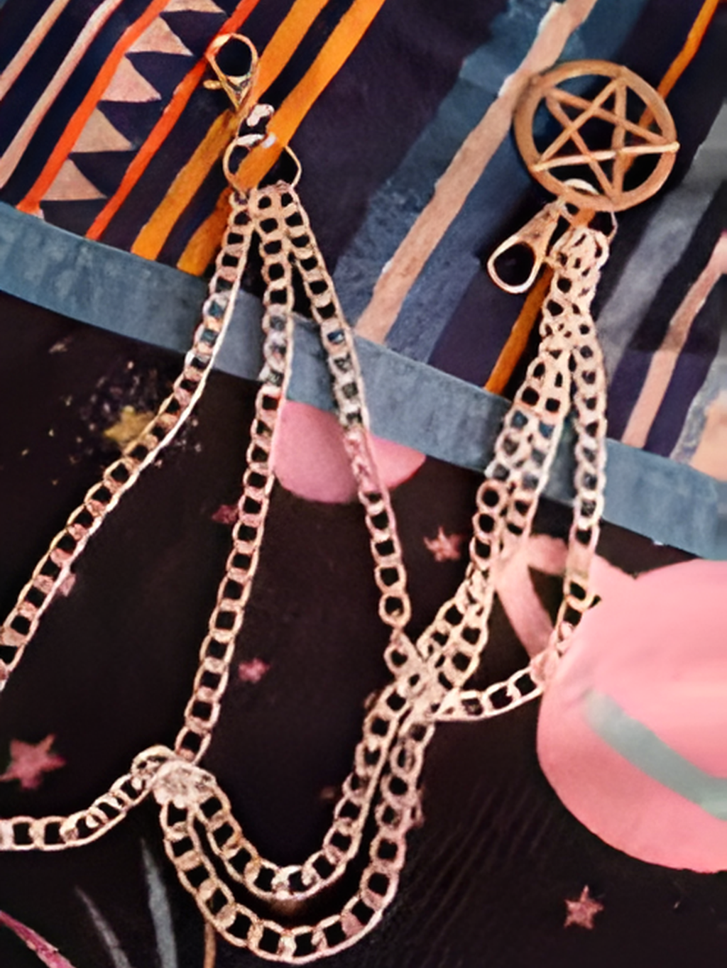 Pentagon Star Astrology KeyChain