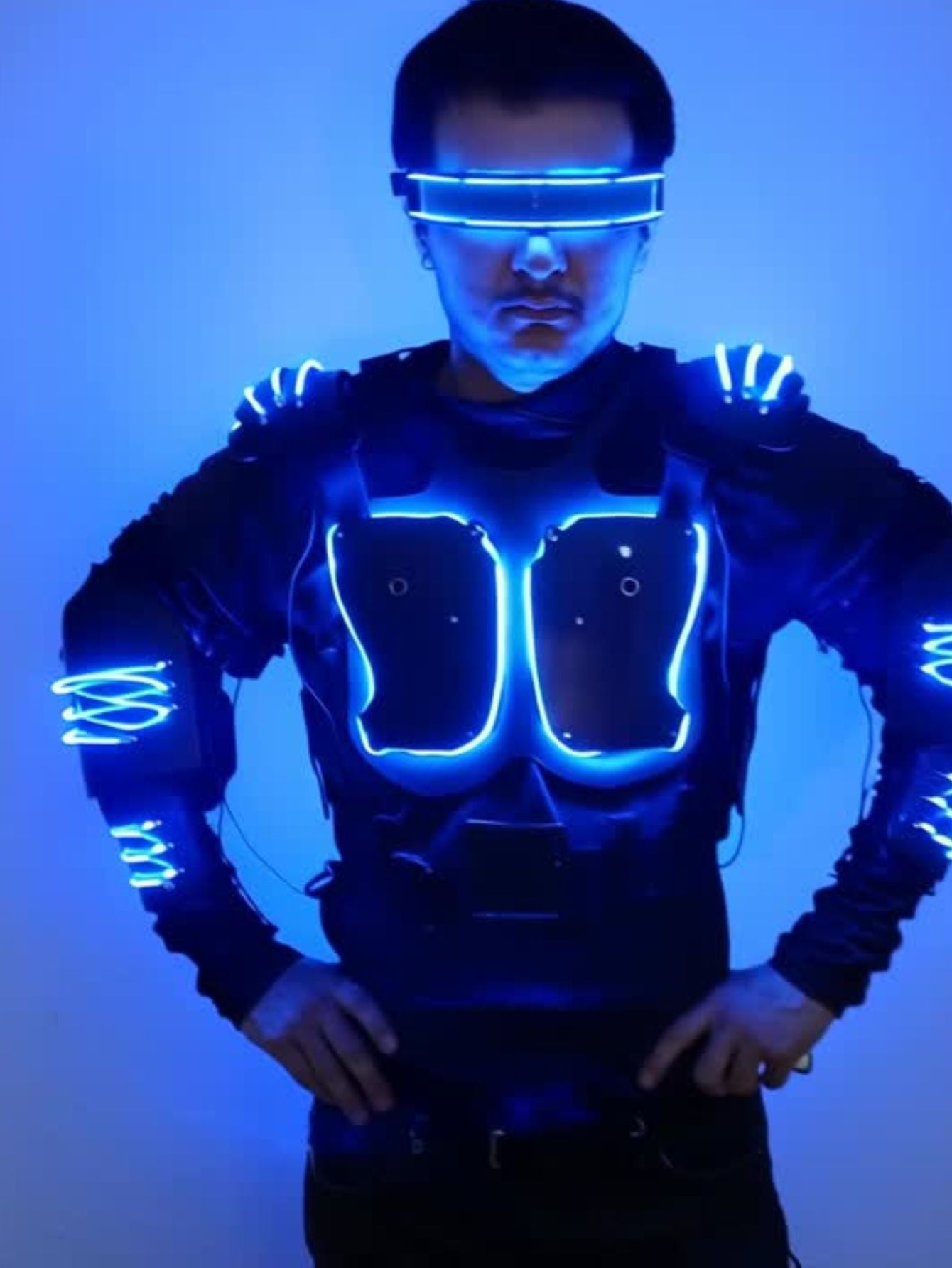 Men Led Light Motorcycle Costume