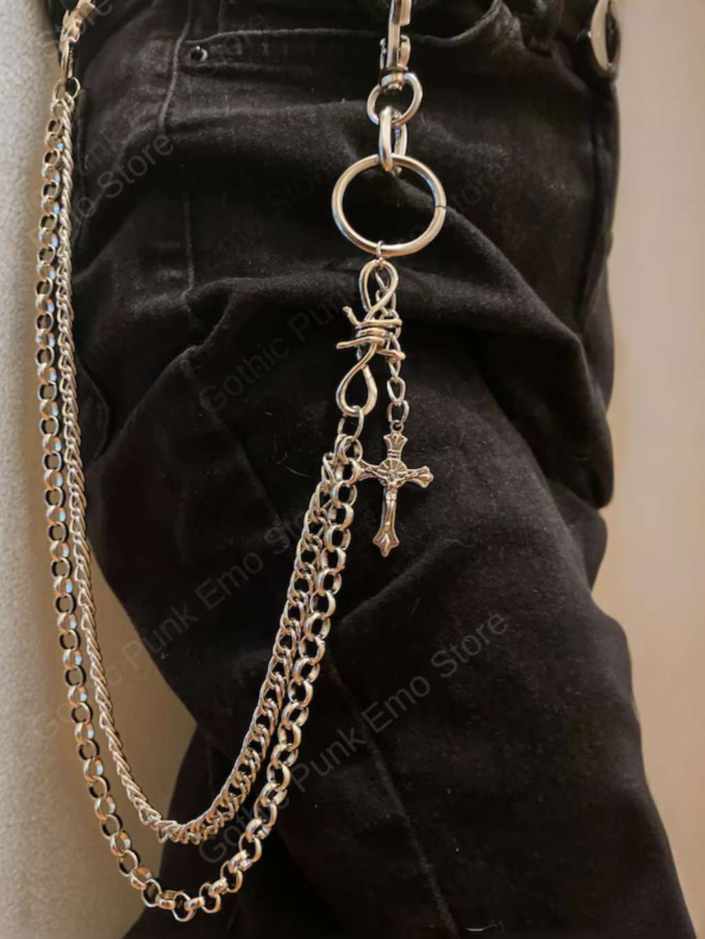 Cross Barbed Wire Pants Chain