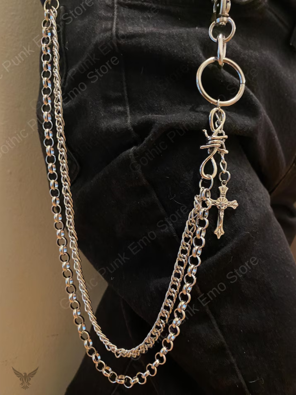 Cross Barbed Wire Pants Chain