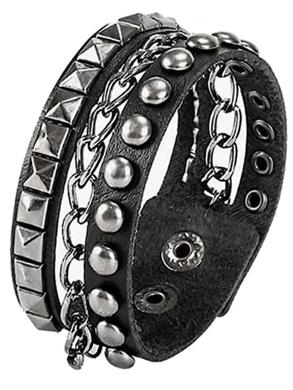 2pcs Punk Cuff Bracelet Retro Rock Wristband