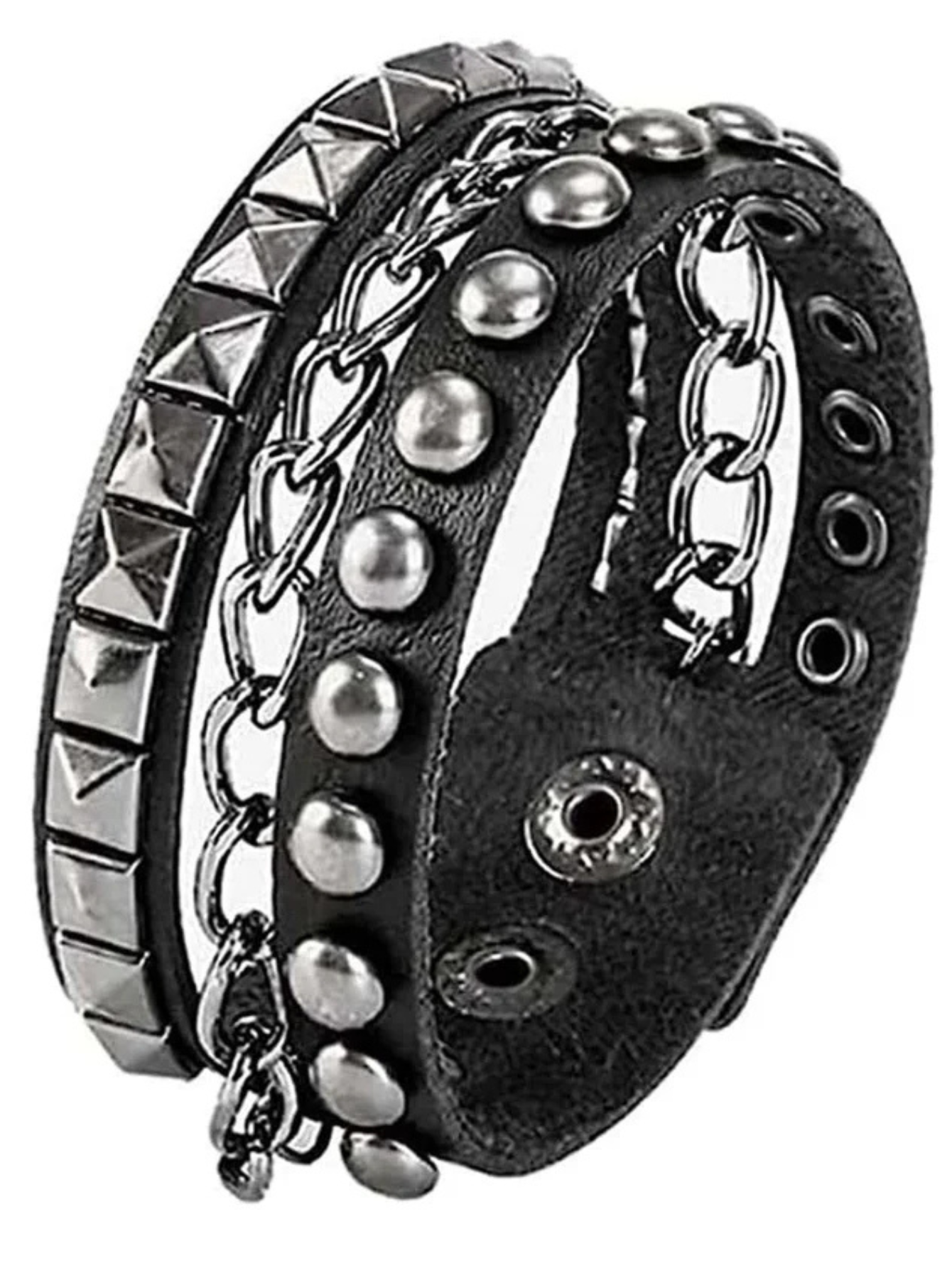 2pcs Punk Cuff Bracelet Retro Rock Wristband